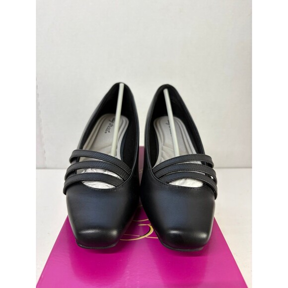 Easy Street Women's Entice Squared Toe Slip-On Pumps Black/Lizard Heels Sz 9.5 N - Picture 4 of 6